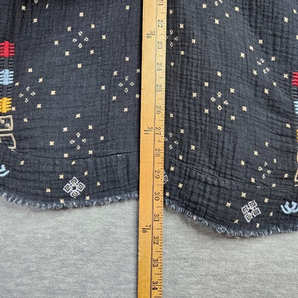 Johnny Was Pete & Greta Nazar Gauze Embroidered Black Blouse Size L - Picture 4 of 8